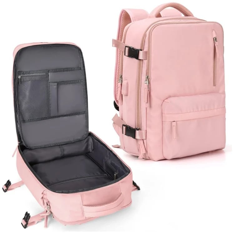 Travelliva Damen Reise-Rucksack 35 L | Wasserdicht & mit USB-Anschluss | Anti-Diebstahl & Schuhfach | Für Wandern, Alltag & Reisen
