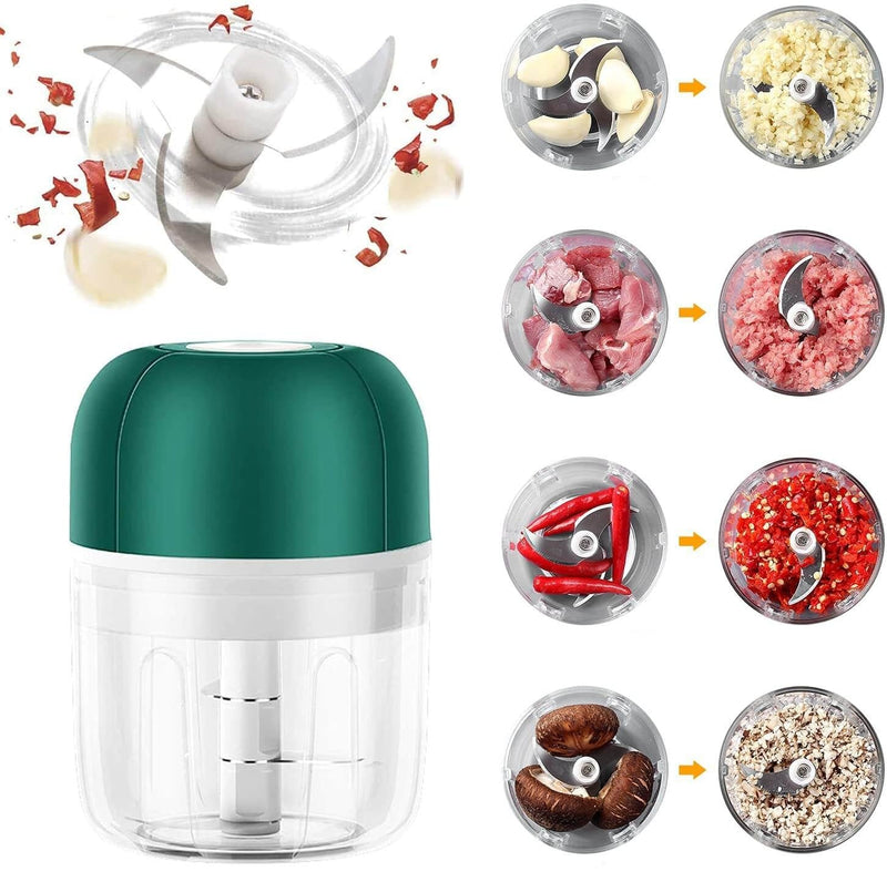 Küchenkrone Elektrischer Knoblauch-Zerkleinerer | Kompakt & Wiederaufladbar | BPA-frei & Edelstahl | 250 ml