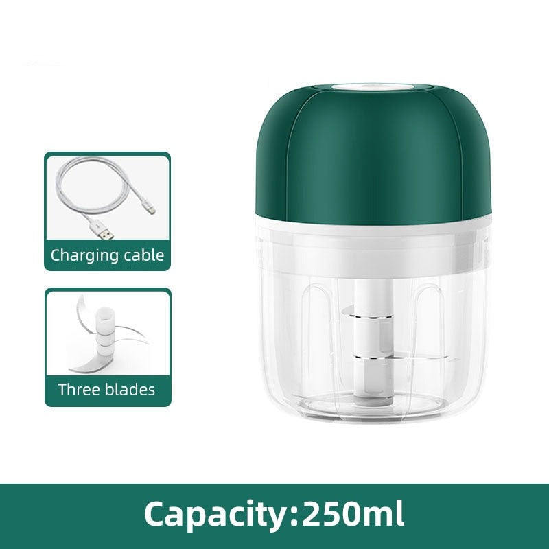 Küchenkrone Elektrischer Knoblauch-Zerkleinerer | Kompakt & Wiederaufladbar | BPA-frei & Edelstahl | 250 ml