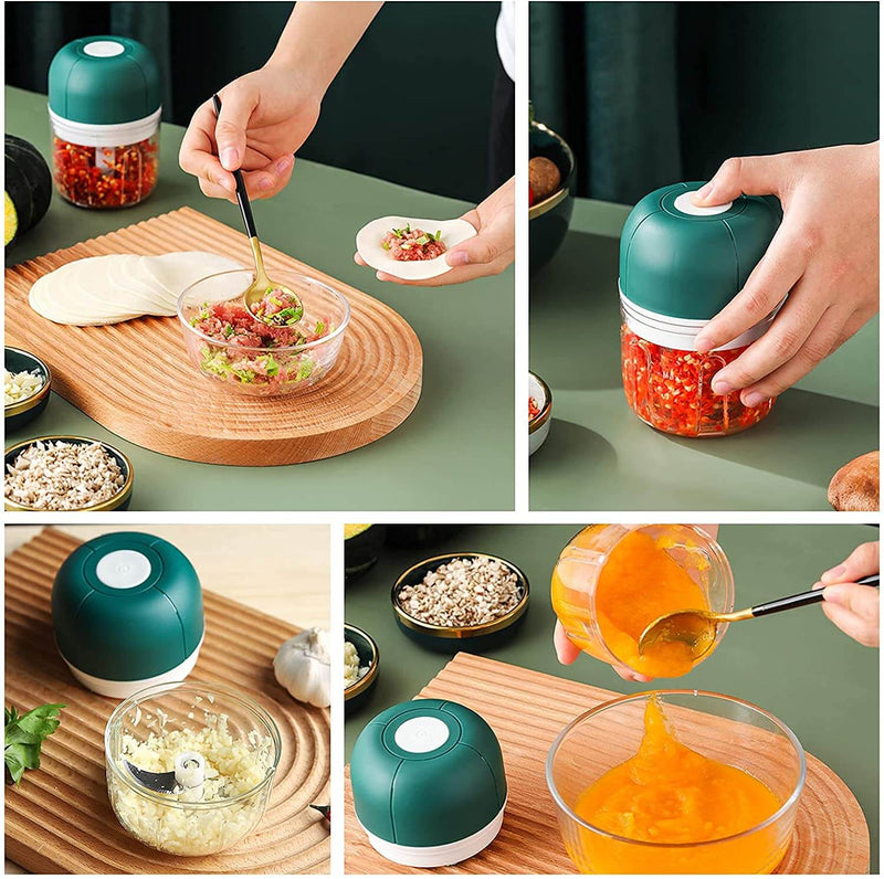 Küchenkrone Elektrischer Knoblauch-Zerkleinerer | Kompakt & Wiederaufladbar | BPA-frei & Edelstahl | 250 ml