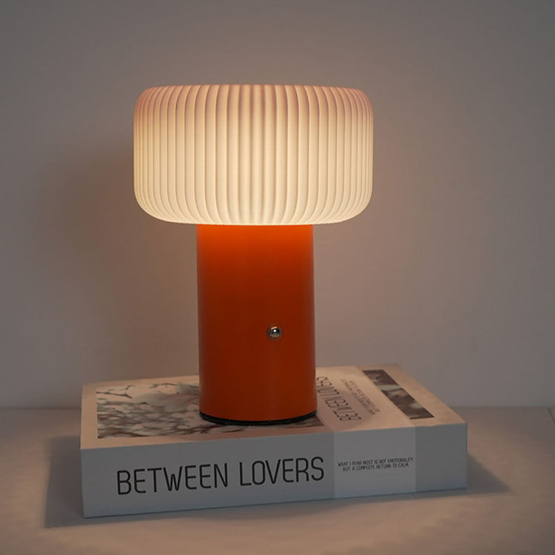 Myllumina Pilz Tischlampe LED | Touch-Steuerung & Warmweißes Licht | Modernes Design | Metall & Acryl | Weiß, Schwarz, Orange