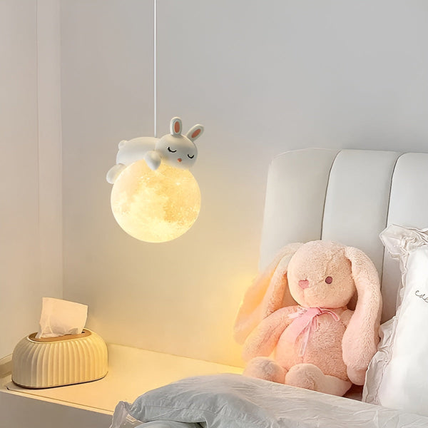 Kinder-Deckenlampe Mondolino | LED Hängelampe mit Mond & Tieren | Dimmbar & Energieeffizient | Für 3–5 m² Räume