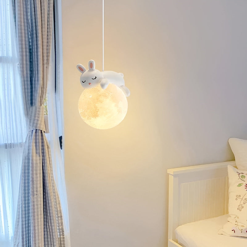 Kinder-Deckenlampe Mondolino | LED Hängelampe mit Mond & Tieren | Dimmbar & Energieeffizient | Für 3–5 m² Räume