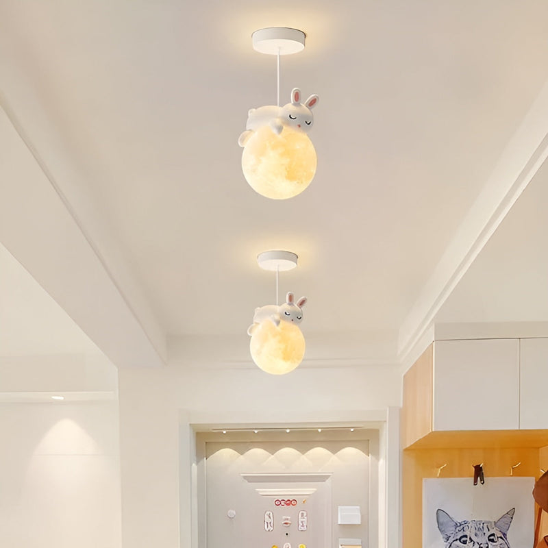Kinder-Deckenlampe Mondolino | LED Hängelampe mit Mond & Tieren | Dimmbar & Energieeffizient | Für 3–5 m² Räume