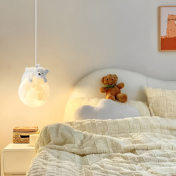 Kinder-Deckenlampe Mondolino | LED Hängelampe mit Mond & Tieren | Dimmbar & Energieeffizient | Für 3–5 m² Räume