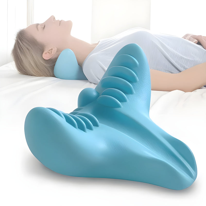 Ergonomisches Nackenstützkissen Relaxiva | Wärmefunktion | Tragbar & Vielseitig | Blau
