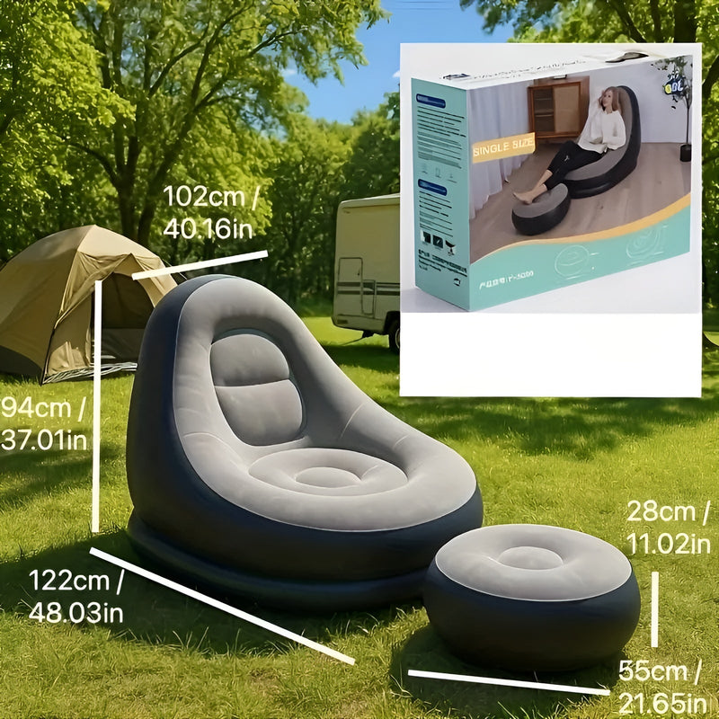 Aufblasbares Sofa AirLounge Solo | Mit Hocker | Ergonomisch & Wetterfest | Für Innen & Außen | 1 Person