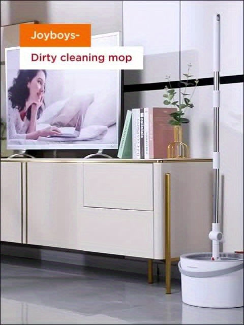 Glanzio Spin Mop Set 3-in-1 | Handsfree Auswringen | Verstellbarer Stiel 130 cm | Für Alle Bodenarten