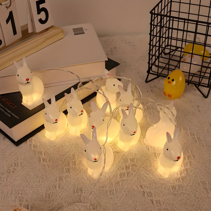 Nostalune LED Hasen-Lichterkette | Vintage Stil | Batteriebetrieben & Kinderfreundlich | Weiß
