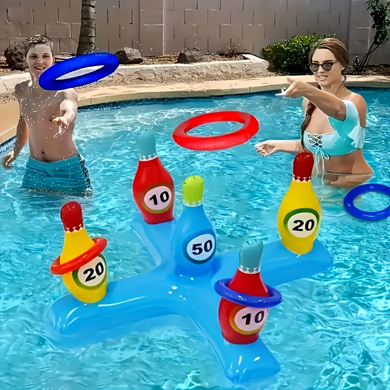Aufblasbares Wasser-Bowlingset SplashStrike | Bunte Kegel mit Nummern | Für Pool & Strand | Leicht & Tragbar