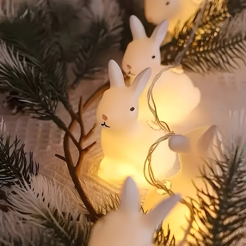 Nostalune LED Hasen-Lichterkette | Vintage Stil | Batteriebetrieben & Kinderfreundlich | Weiß