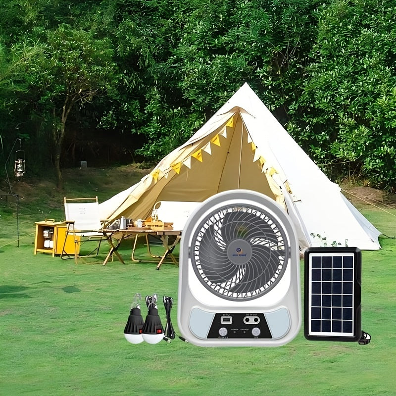 Solar-Ventilator SolventoGo | Mit LED-Nachtlicht & USB-Powerbank | Tragbar & Wiederaufladbar | Für Camping & Notfälle