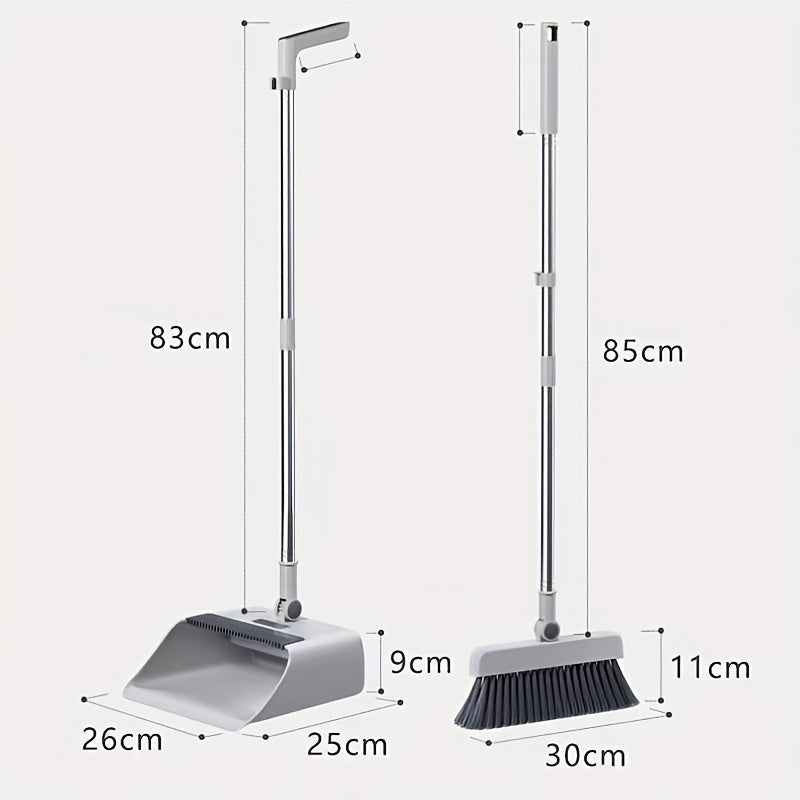 Besen- und Kehrschaufel-Set Cleanovo Duo | Multifunktional mit Selbstreinigungskamm | Ergonomisch & Platzsparend