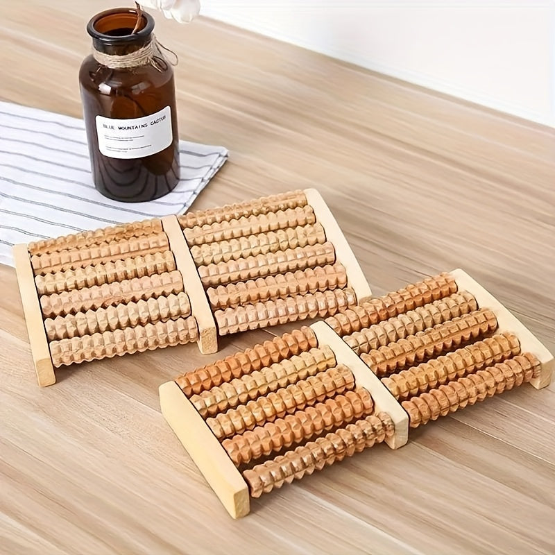 Fußmassageroller NaturTrek Relax | Gerillte Holzrollen | Fördert Durchblutung & Entspannung | 27×12 cm