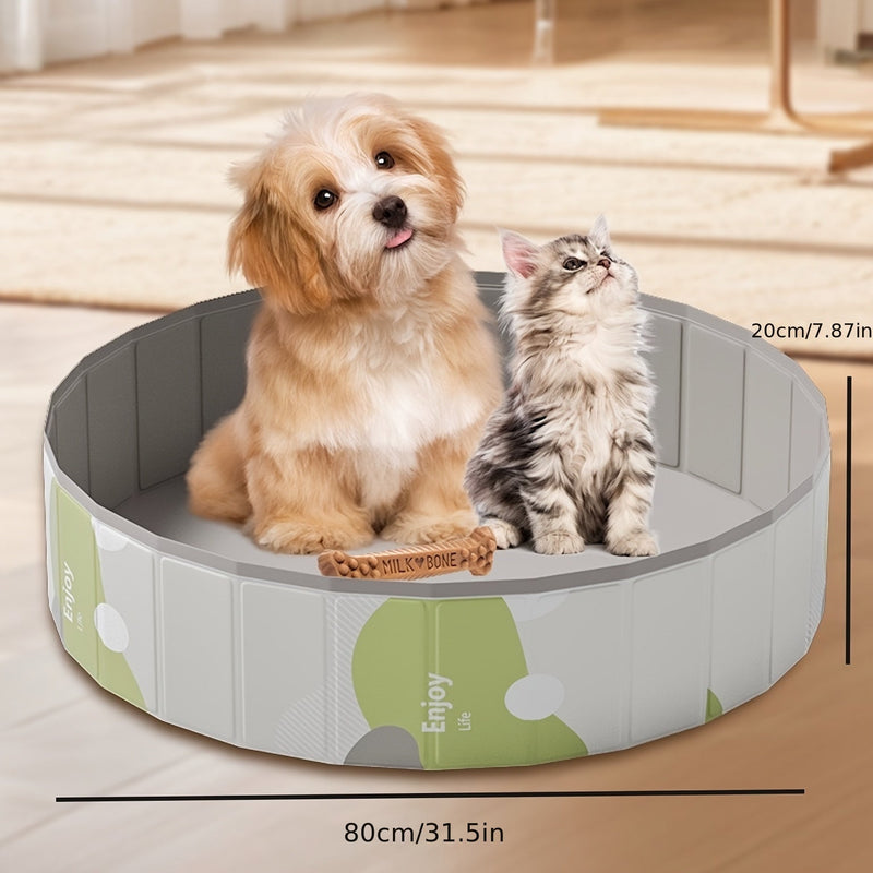 PawLuna Faltbares Hundepool aus PVC | 80 cm Ø | Robust & Tragbar | Perfekt für Sommer & Garten