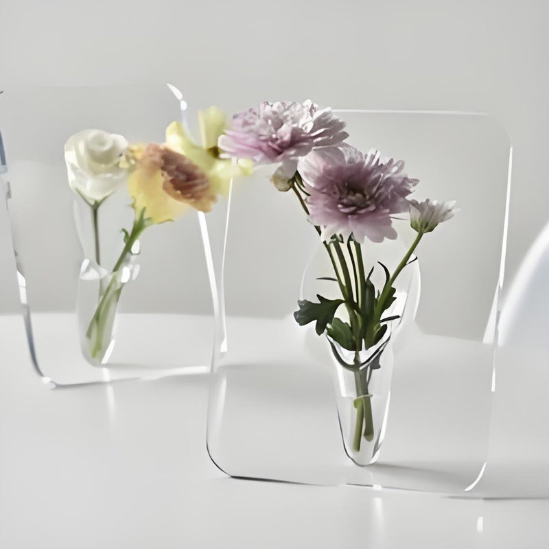 FloraFrame | Acryl Bilderrahmen-Vase | Modern & Elegant | Transparent