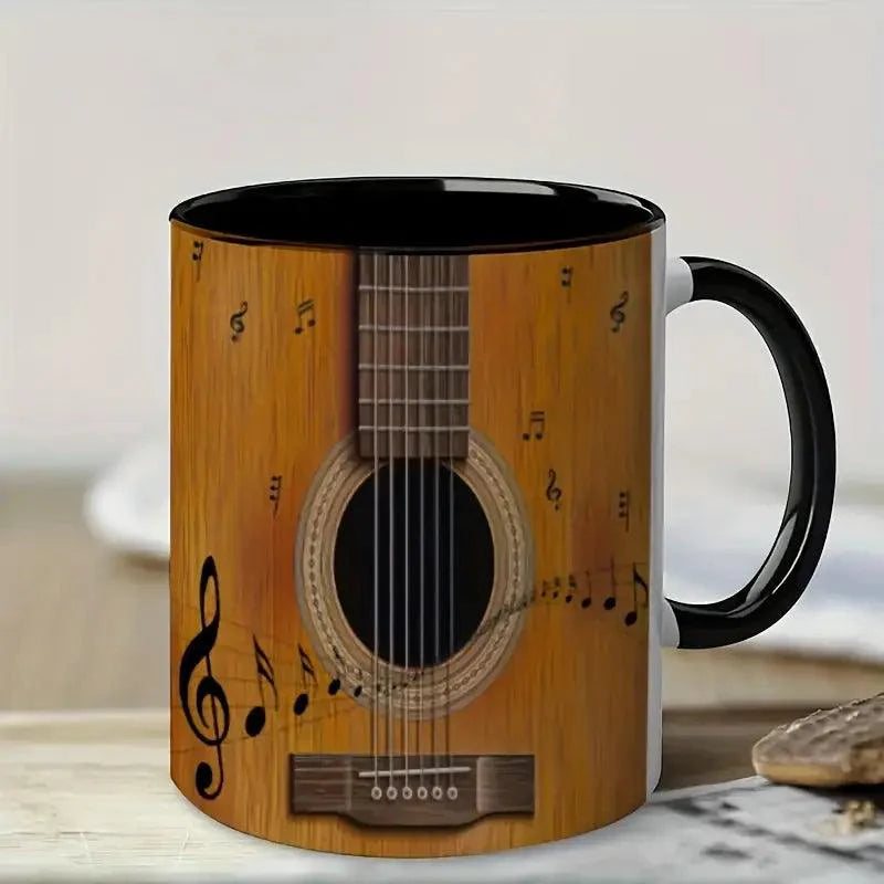 Musica | Keramik Kaffeetasse | Gitarren-Design | Isoliert & Wiederverwendbar