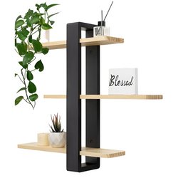 NordWood Wandregal | Kiefer massiv | 3 Ebenen | Platzsparend & Dekorativ | Naturholz