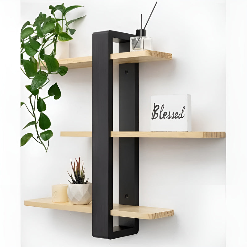 NordWood Wandregal | Kiefer massiv | 3 Ebenen | Platzsparend & Dekorativ | Naturholz