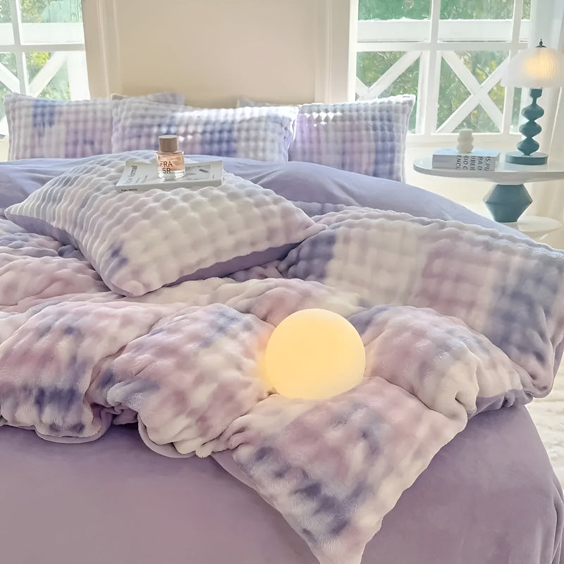 Plüsch-Bettbezug Lunafleece | Beidseitig Kaninchenfell & Milchsamt | Extra Warm & Weich | Perfekt für Herbst & Winter
