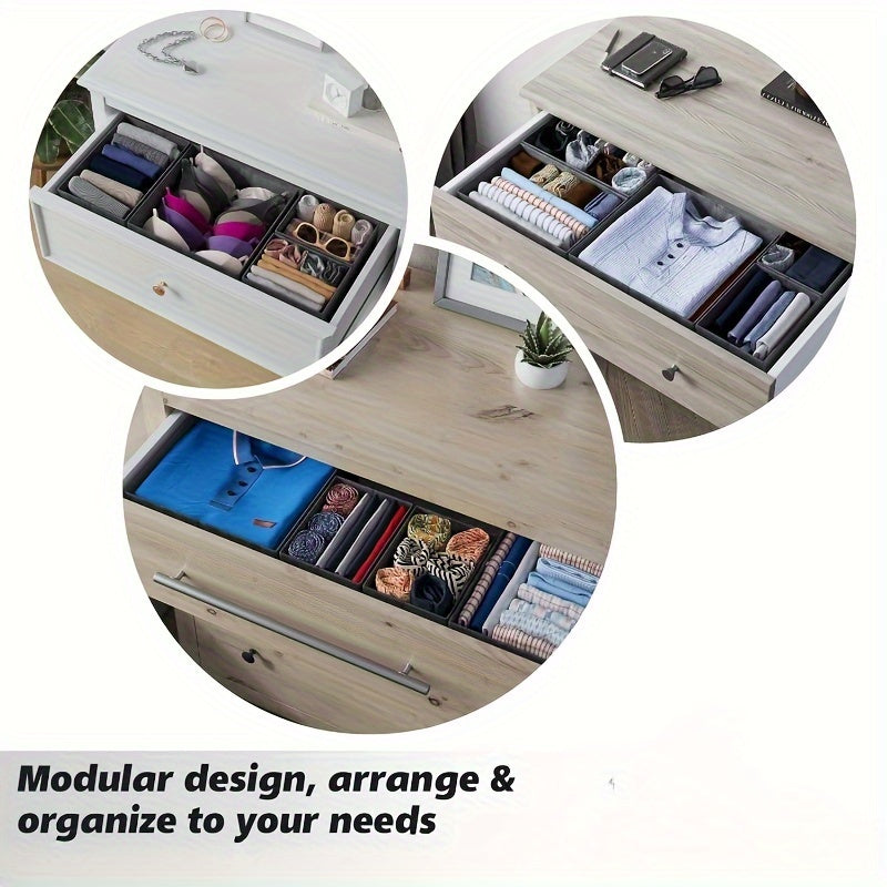 KidyTidy 12er Set Schubladen-Organizer für Kinderzimmer | Atmungsaktiv & Faltbar | Non-Woven Stoff | Hellgrau mit Weiß