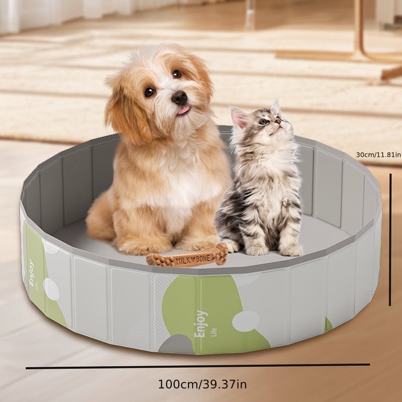 PawLuna Faltbares Hundepool aus PVC | 80 cm Ø | Robust & Tragbar | Perfekt für Sommer & Garten