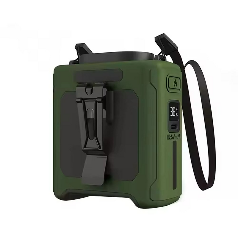 Tragbarer Herren-Ventilator Venturo Noble | 20.000 mAh Powerbank | Gürtelclip & LED-Licht | Kompakt 8,6 × 9,8 cm