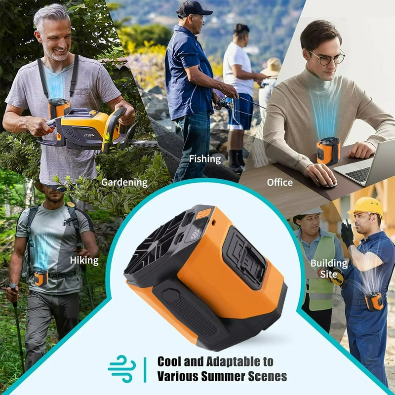 Tragbarer Herren-Ventilator Venturo Noble | 20.000 mAh Powerbank | Gürtelclip & LED-Licht | Kompakt 8,6 × 9,8 cm