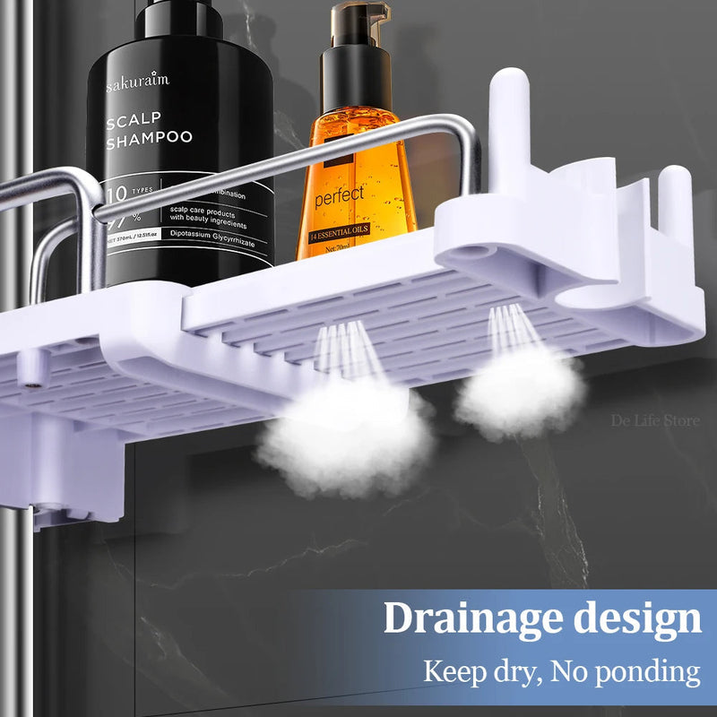 DuoShower Halter | Verstellbare Duschkopfhalterung & Ablage | 2-in-1 Design | Platzsparender Kunststoff