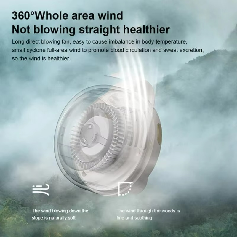 LuftAura Mini-Körperventilator | Bladeless Design | 360° Rundumkühlung | 23h Akkulaufzeit | Zum Umhängen oder Anklippen