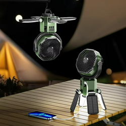 amping Ventilator VenturoX TrailCool | 4 Windstärken | LED-Licht & 6000 mAh Akku | Tragbar & Wiederaufladbar | 34×5,9 cm