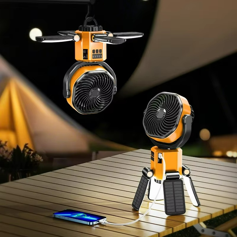 amping Ventilator VenturoX TrailCool | 4 Windstärken | LED-Licht & 6000 mAh Akku | Tragbar & Wiederaufladbar | 34×5,9 cm