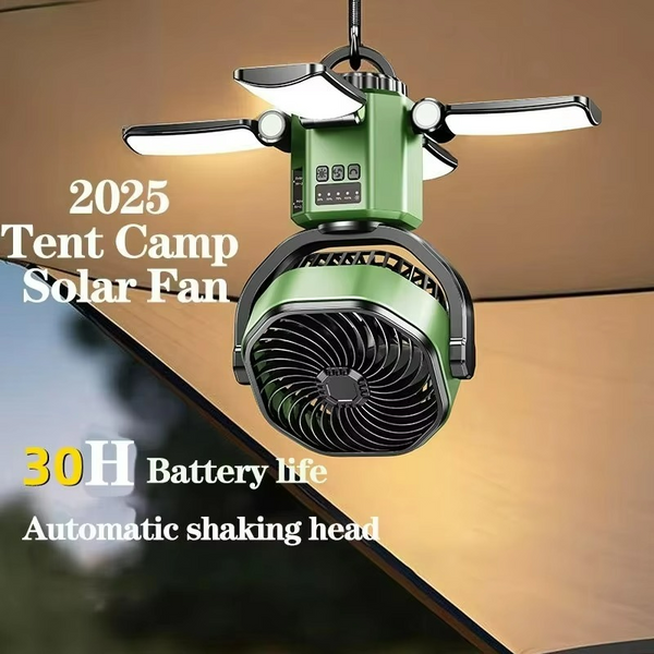 amping Ventilator VenturoX TrailCool | 4 Windstärken | LED-Licht & 6000 mAh Akku | Tragbar & Wiederaufladbar | 34×5,9 cm