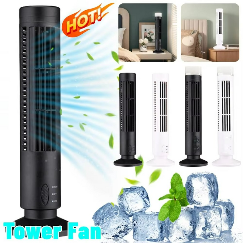 Säulenventilator Brisella Noire | Bladeless Design | USB-Betrieb | Stilvoll & Sicher | 33 × 10 cm / 38 × 10 cm