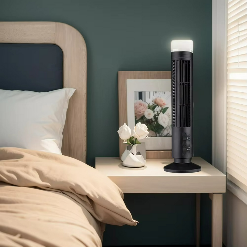Säulenventilator Brisella Noire | Bladeless Design | USB-Betrieb | Stilvoll & Sicher | 33 × 10 cm / 38 × 10 cm