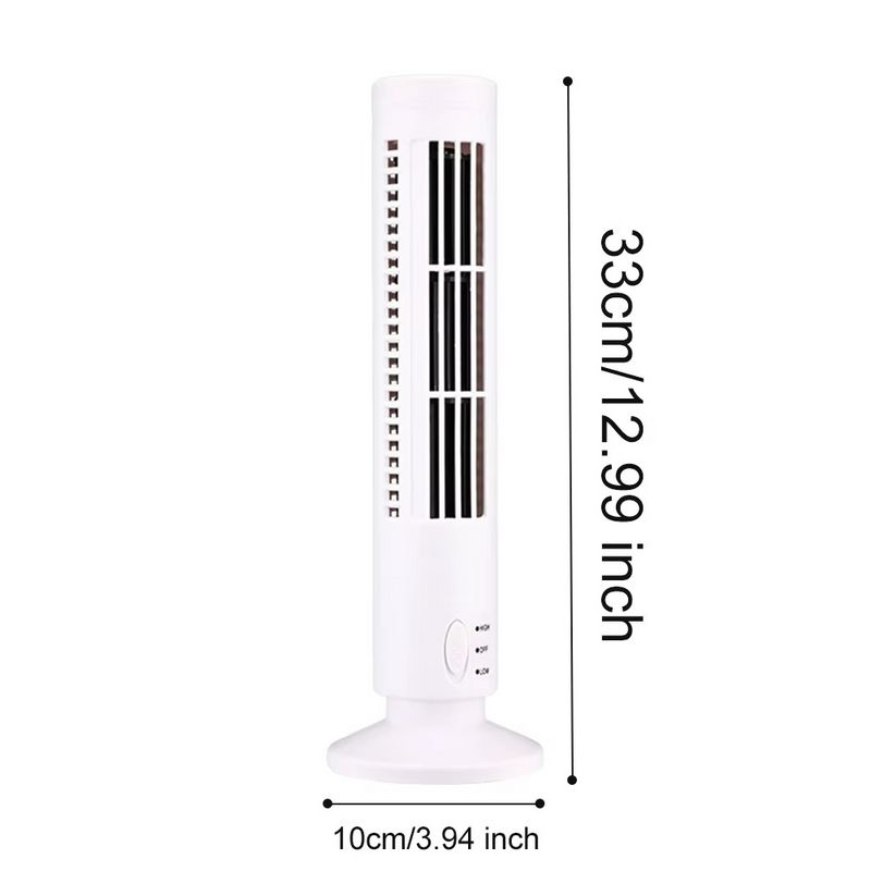 Säulenventilator Brisella Noire | Bladeless Design | USB-Betrieb | Stilvoll & Sicher | 33 × 10 cm / 38 × 10 cm