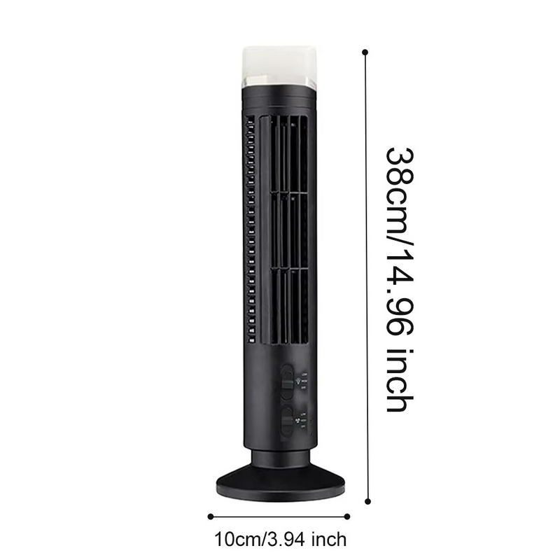 Säulenventilator Brisella Noire | Bladeless Design | USB-Betrieb | Stilvoll & Sicher | 33 × 10 cm / 38 × 10 cm