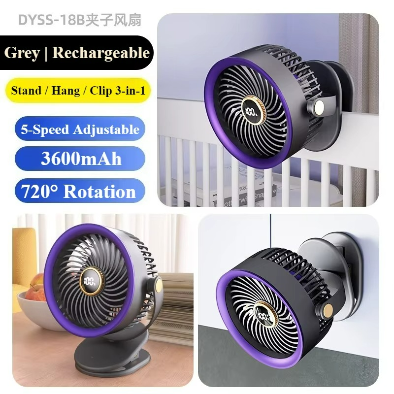 OctaCool Tragbarer Mini-Ventilator | 360° Flex-Design | 100 Geschwindigkeiten | Ice-Cooling Technologie | LED-Display | 12,5 × 8,5 × 3 cm