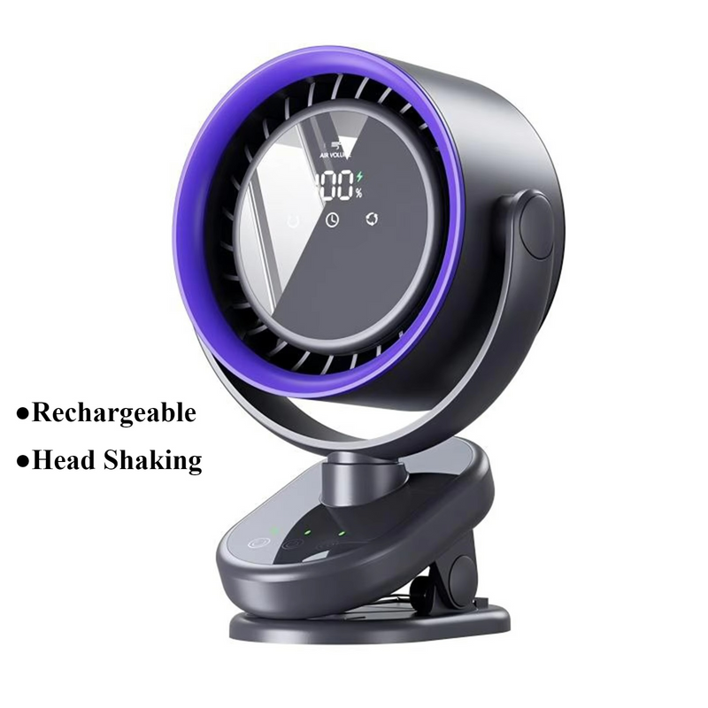 OctaCool Tragbarer Mini-Ventilator | 360° Flex-Design | 100 Geschwindigkeiten | Ice-Cooling Technologie | LED-Display | 12,5 × 8,5 × 3 cm