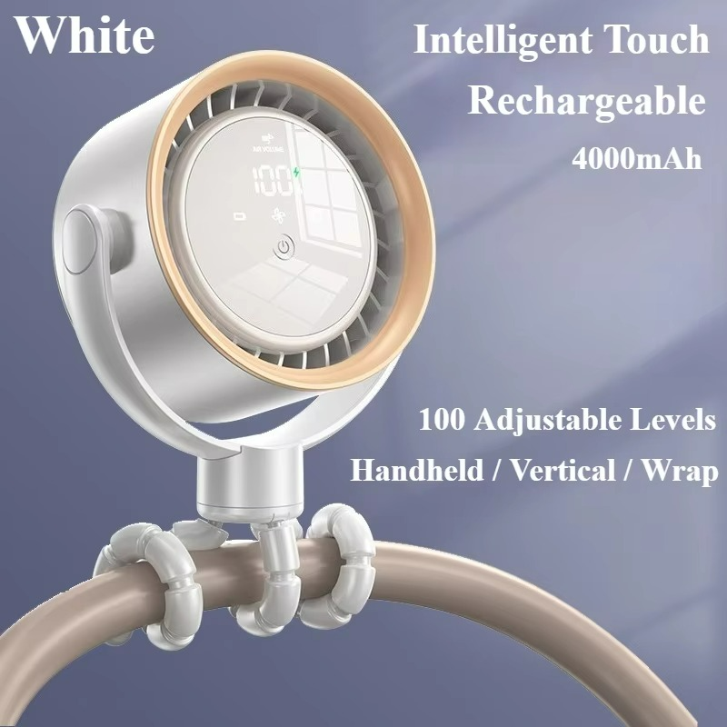 OctaCool Tragbarer Mini-Ventilator | 360° Flex-Design | 100 Geschwindigkeiten | Ice-Cooling Technologie | LED-Display | 12,5 × 8,5 × 3 cm