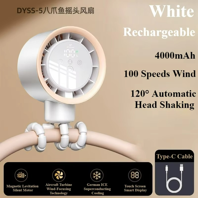 OctaCool Tragbarer Mini-Ventilator | 360° Flex-Design | 100 Geschwindigkeiten | Ice-Cooling Technologie | LED-Display | 12,5 × 8,5 × 3 cm