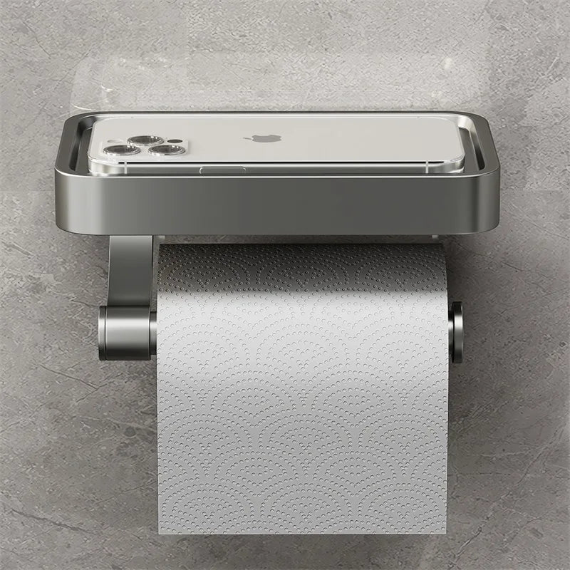 WC-Rollenhalter Velion | Mit Ablage | Edelstahl Gebürstet | Wandmontage ohne Bohren