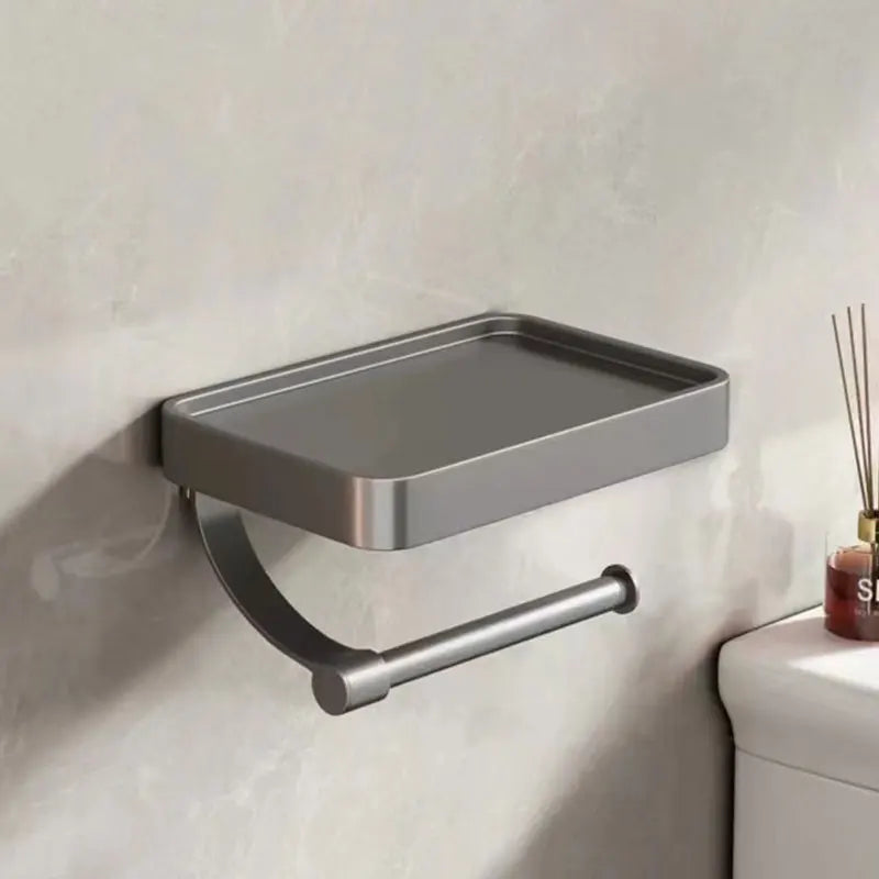 WC-Rollenhalter Velion | Mit Ablage | Edelstahl Gebürstet | Wandmontage ohne Bohren
