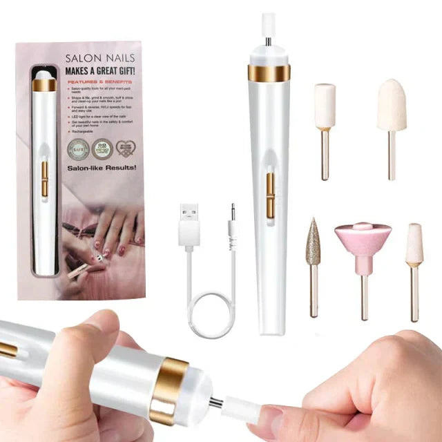 Elektrischer Nagelpolierer Nailique Pro | 5-in-1 Maniküre-Tool mit Licht | Für Gelentfernung, Feilen & Polieren | Tragbar & Leicht