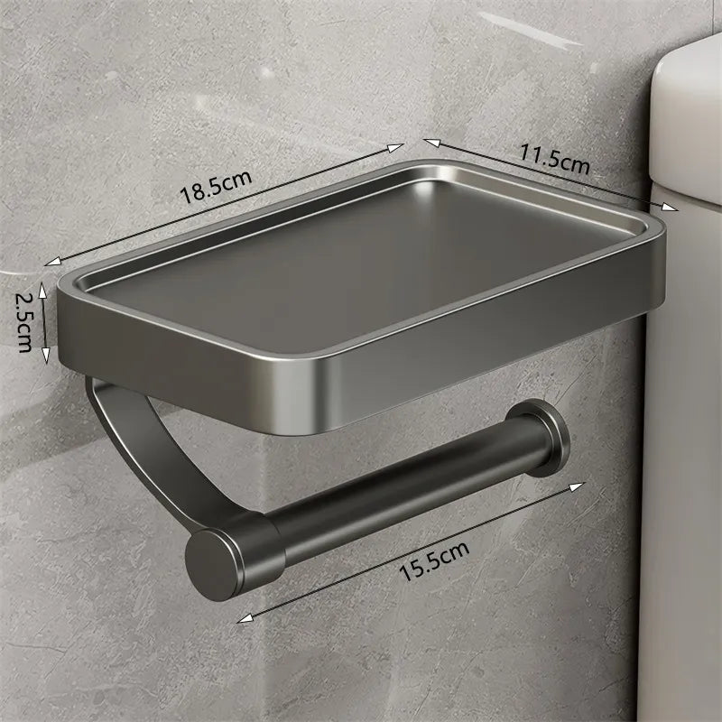 WC-Rollenhalter Velion | Mit Ablage | Edelstahl Gebürstet | Wandmontage ohne Bohren