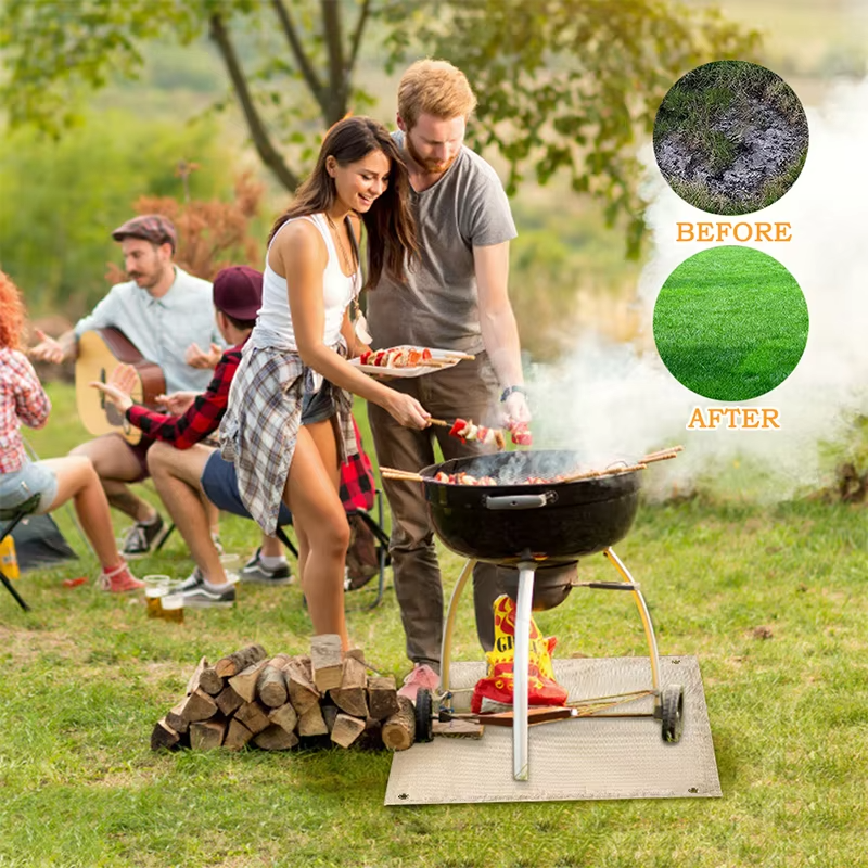 Feuerschutzmatte GrillShield Pro | Hitzebeständig & Funkenfest | 100×100 cm | Für BBQ, Feuerschalen & Smoker