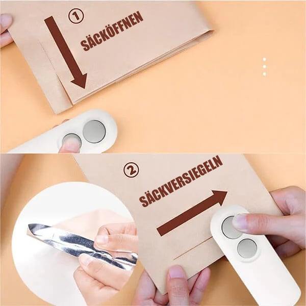 ZipKeeper - Mini-Tütenversiegler, Tragbares 2-in-1-Werkzeug