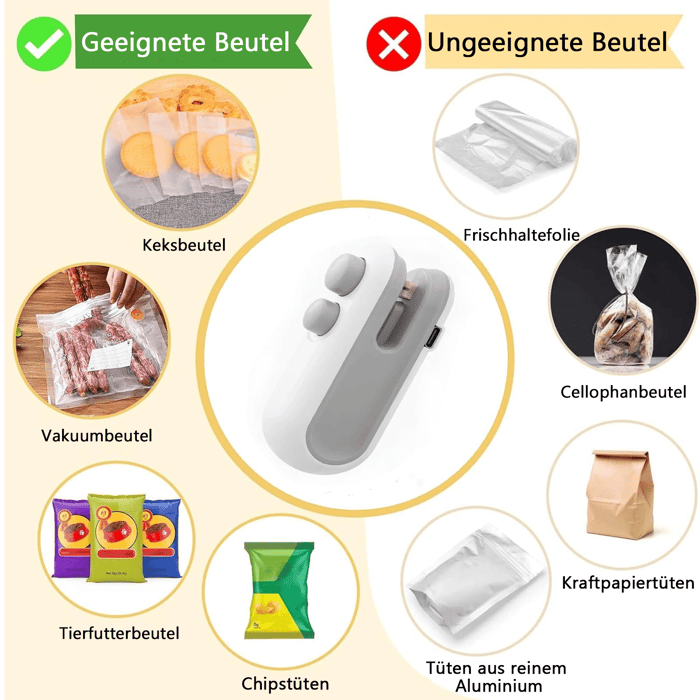 ZipKeeper - Mini-Tütenversiegler, Tragbares 2-in-1-Werkzeug