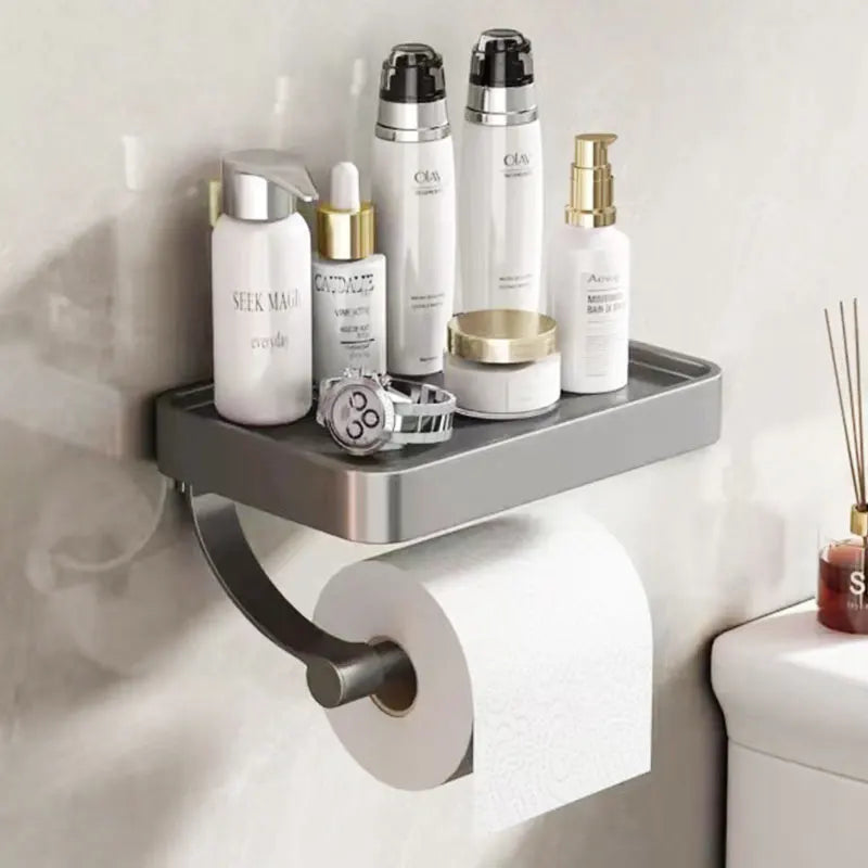 WC-Rollenhalter Velion | Mit Ablage | Edelstahl Gebürstet | Wandmontage ohne Bohren