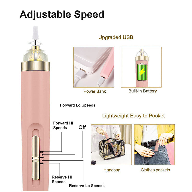 Elektrischer Nagelpolierer Nailique Pro | 5-in-1 Maniküre-Tool mit Licht | Für Gelentfernung, Feilen & Polieren | Tragbar & Leicht